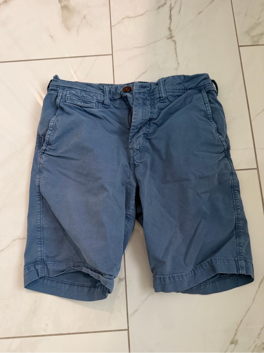 Men's Casual Blue Cotton Blend Shorts 28W